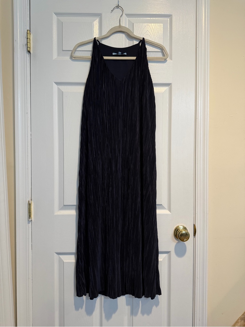 ANTONIO MELANI Blue Pleated V-Neck Maxi Dress